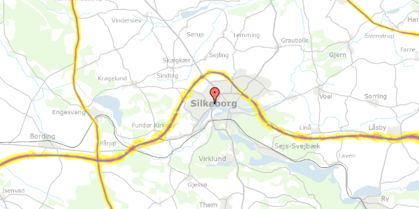 Trafikstøjkort på Nylandsvej 114, 8600 Silkeborg