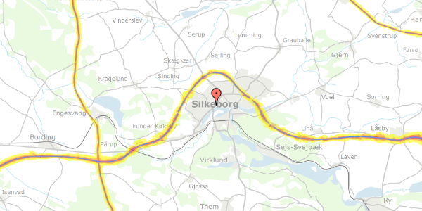 Trafikstøjkort på Nylandsvej 141, 8600 Silkeborg