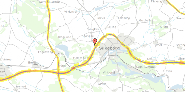 Trafikstøjkort på Nørhedevej 46, 8600 Silkeborg