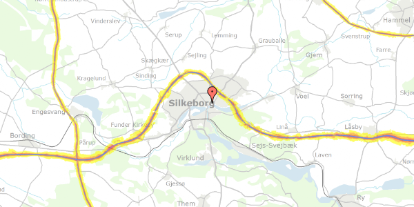 Trafikstøjkort på Nørretorv 8, st. , 8600 Silkeborg