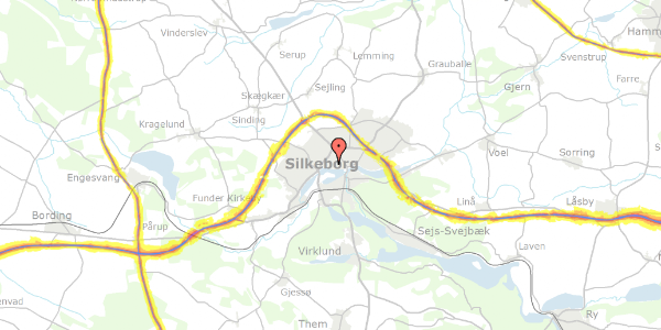 Trafikstøjkort på Plantagevej 6, 1. tv, 8600 Silkeborg