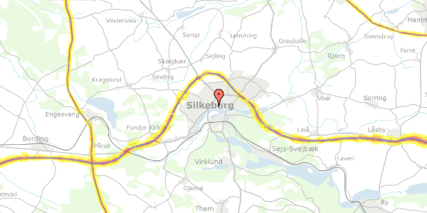 Trafikstøjkort på Plantagevej 27, 8600 Silkeborg