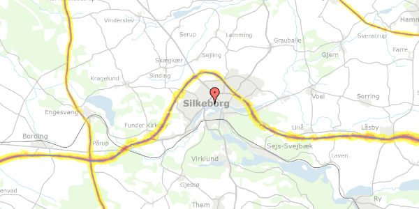 Trafikstøjkort på Plantagevej 29, 8600 Silkeborg