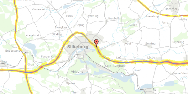 Trafikstøjkort på Poppelsvinget 11, 8600 Silkeborg