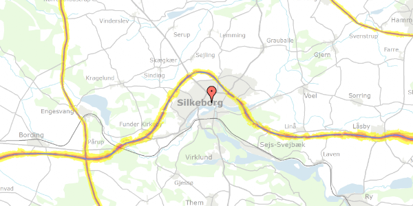 Trafikstøjkort på Ravnholtvej 15, 2. tv, 8600 Silkeborg