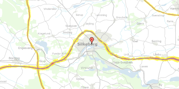 Trafikstøjkort på Ringgårdsvej 4, st. th, 8600 Silkeborg