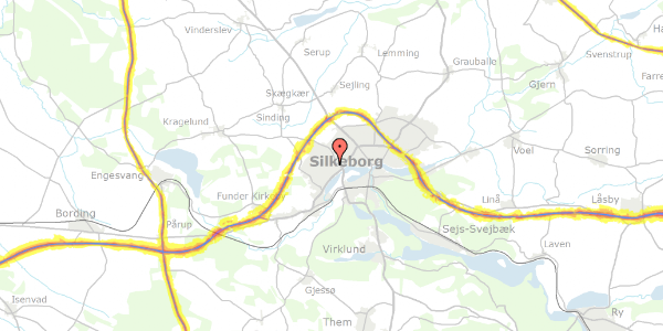 Trafikstøjkort på Risumvej 5, 8600 Silkeborg