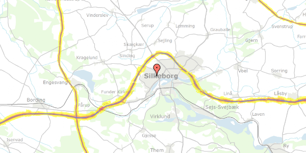 Trafikstøjkort på Risumvej 22, 8600 Silkeborg