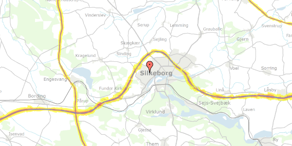 Trafikstøjkort på Risumvej 52, 8600 Silkeborg