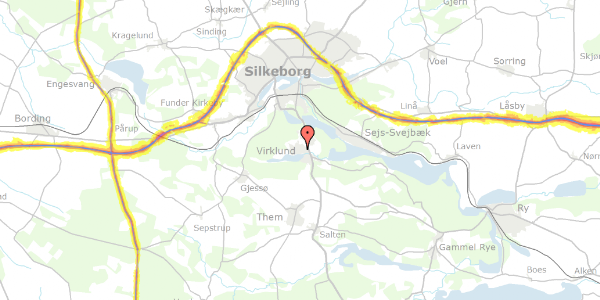 Trafikstøjkort på Rosenborgvangen 35, 8600 Silkeborg