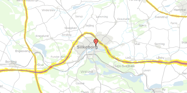 Trafikstøjkort på Rosengade 1D, st. , 8600 Silkeborg