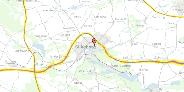 Trafikstøjkort på Rosengade 11A, 8600 Silkeborg