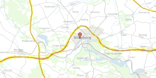 Trafikstøjkort på Røddingvej 2, 8600 Silkeborg