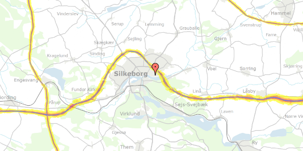 Trafikstøjkort på Rønne Allé 62A, 8600 Silkeborg