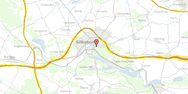 Trafikstøjkort på Sejsvej 7, 8600 Silkeborg