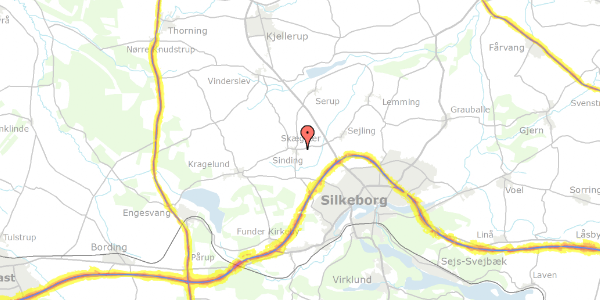 Trafikstøjkort på Sindingvej 61, 8600 Silkeborg