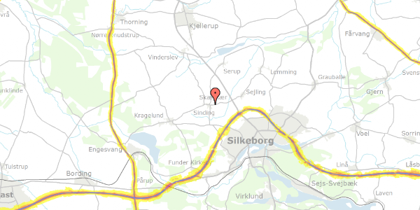 Trafikstøjkort på Sindingvej 68, 8600 Silkeborg