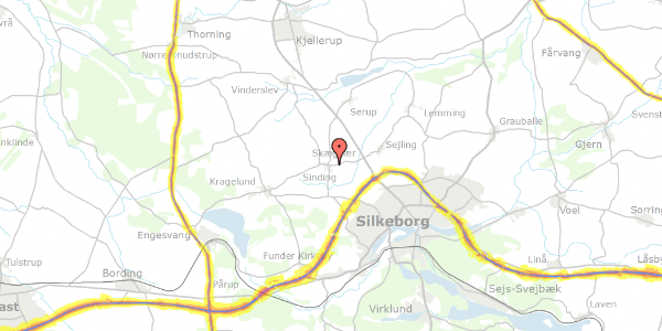 Trafikstøjkort på Sindingvej 71, 8600 Silkeborg