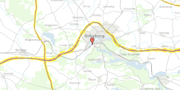 Trafikstøjkort på Skovbrynet 9, 8600 Silkeborg