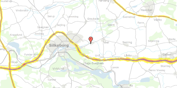 Trafikstøjkort på Skærbækvej 50, 8600 Silkeborg