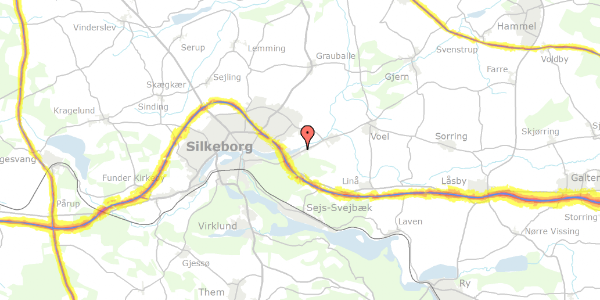 Trafikstøjkort på Skærbækvej 94, 8600 Silkeborg