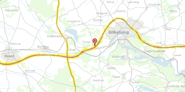 Trafikstøjkort på Skærskovtoften 15, 8600 Silkeborg