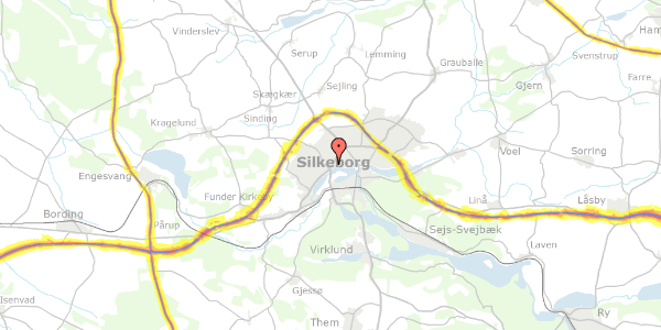 Trafikstøjkort på Slesvigvej 15, 8600 Silkeborg