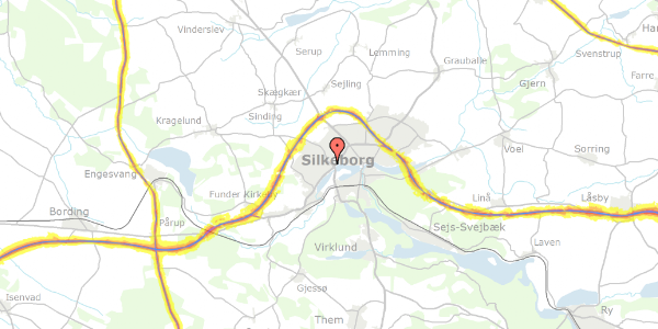 Trafikstøjkort på Slienvej 2A, 8600 Silkeborg