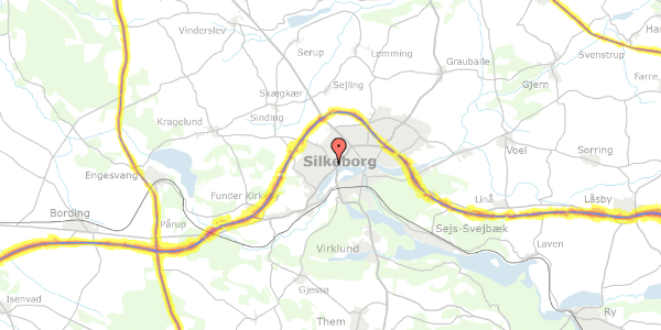 Trafikstøjkort på Slienvej 8, 8600 Silkeborg