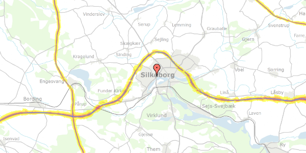 Trafikstøjkort på Slienvej 11, 8600 Silkeborg