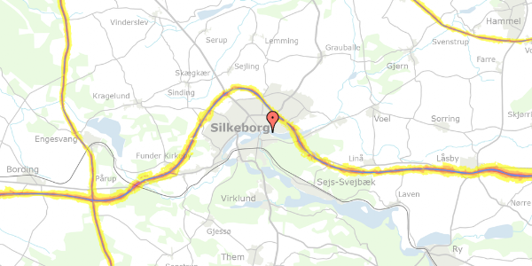 Trafikstøjkort på Smedebakken 105, st. th, 8600 Silkeborg