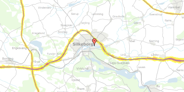 Trafikstøjkort på Smedebakken 105, 3. mf, 8600 Silkeborg