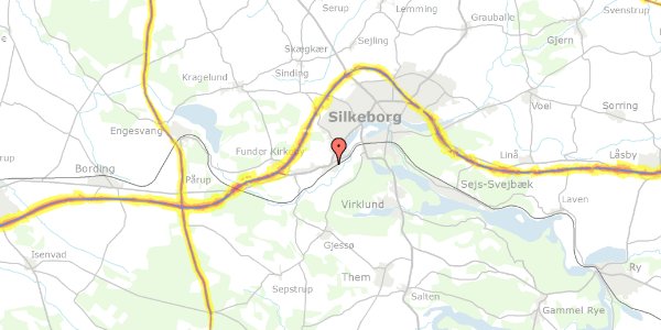 Trafikstøjkort på Sprogøvej 6, 8600 Silkeborg