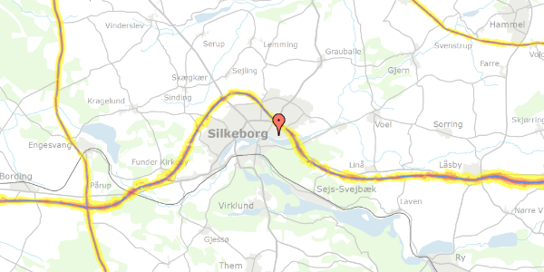 Trafikstøjkort på Søholt Allé 40, 8600 Silkeborg