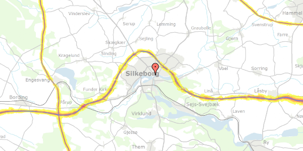 Trafikstøjkort på Sølystvej 30, 8600 Silkeborg