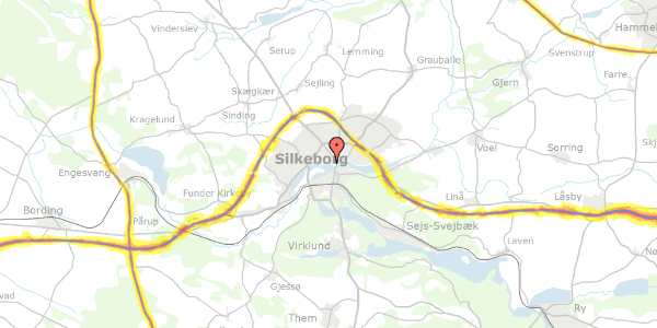 Trafikstøjkort på Sølystvej 46, 8600 Silkeborg