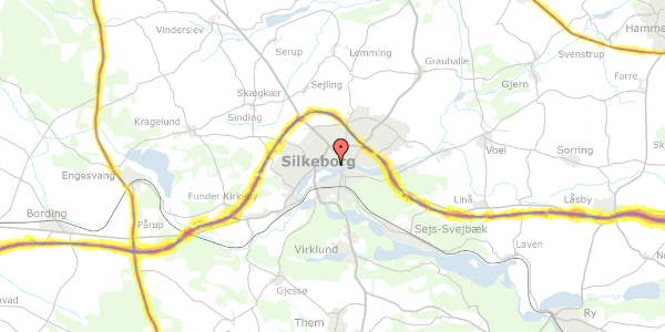 Trafikstøjkort på Sølystvej 64, 8600 Silkeborg