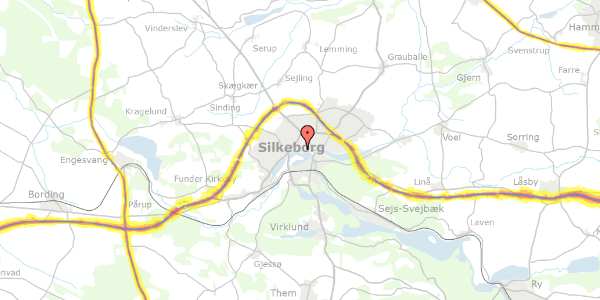 Trafikstøjkort på Sølystvej 92, 8600 Silkeborg