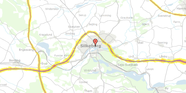 Trafikstøjkort på Sølystvej 98, 8600 Silkeborg