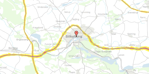 Trafikstøjkort på Sølystvej 132, 8600 Silkeborg