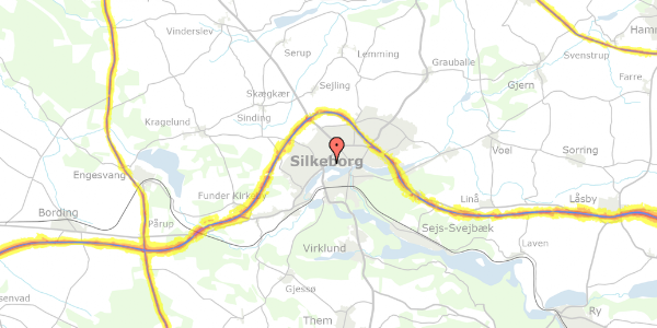 Trafikstøjkort på Sølystvej 136, 8600 Silkeborg