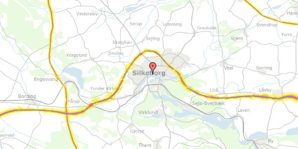 Trafikstøjkort på Sølystvej 148, 8600 Silkeborg