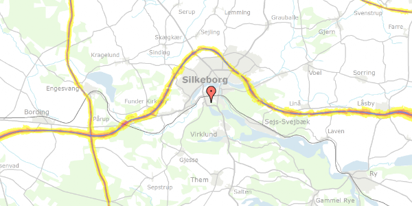 Trafikstøjkort på Søndre Ringvej 45, 8600 Silkeborg