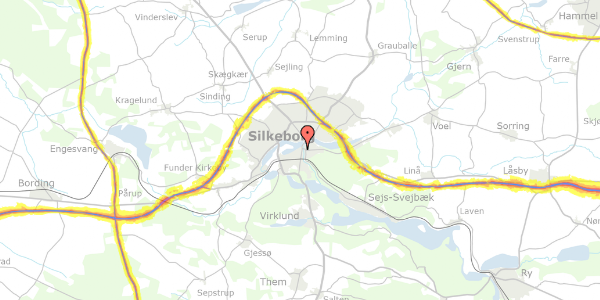 Trafikstøjkort på Torvet 12, st. th, 8600 Silkeborg