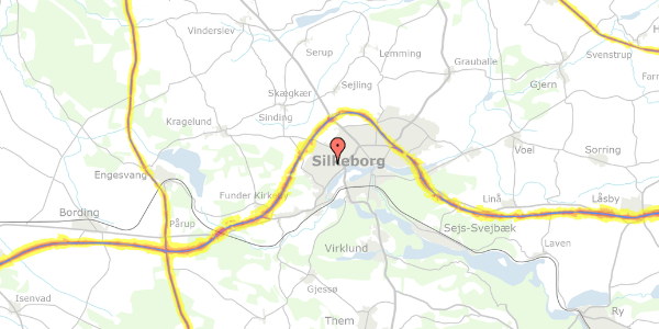 Trafikstøjkort på Tøndervej 10, 8600 Silkeborg