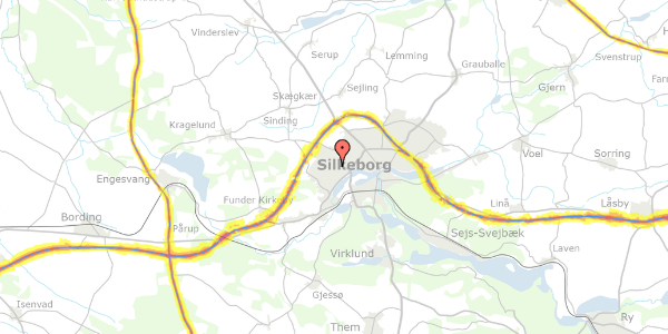 Trafikstøjkort på Tøndervej 11, 8600 Silkeborg