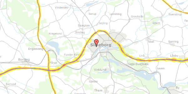 Trafikstøjkort på Udgårdstoften 4, 8600 Silkeborg