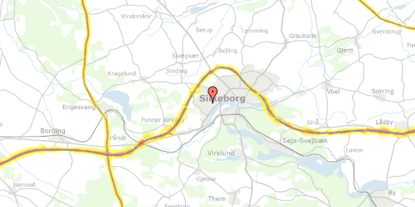 Trafikstøjkort på Udgårdstoften 10, 8600 Silkeborg