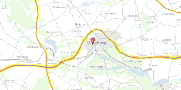 Trafikstøjkort på Udgårdstoften 23, 8600 Silkeborg