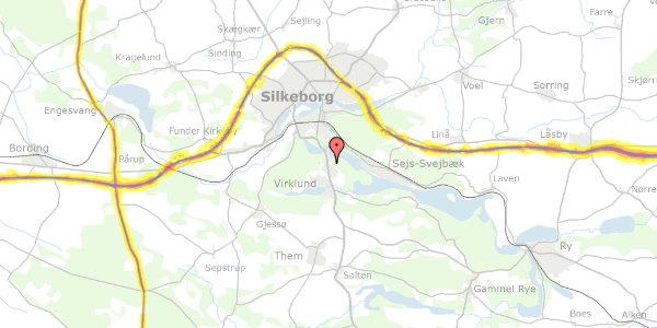 Trafikstøjkort på Uglesøvej 3A, 8600 Silkeborg